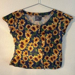 Quizz 90s 100% Cotton Sunflower Button Down Medium